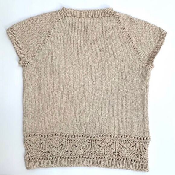 NWT Handknit Tee with Intricate Lace Panel Women's Small Cotton/Alpaca Blend - Picture 5 of 6